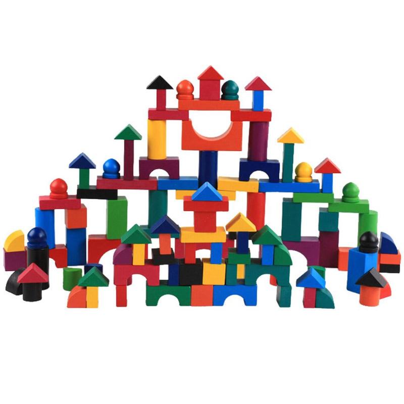 Wooden Rainbow Domino Blocks: 112-Piece Educational Toy for Kids' Creativity!